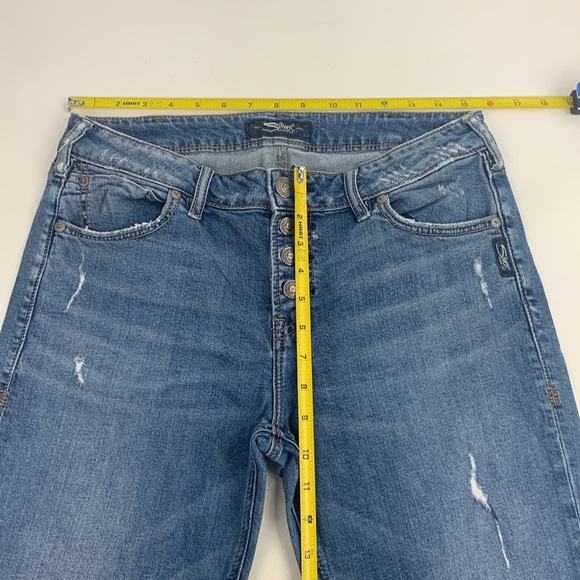 Silver Jeans Avery Slim Crop Size 31 Stretch Medium wash denim distressed NWOT - Picture 11 of 14